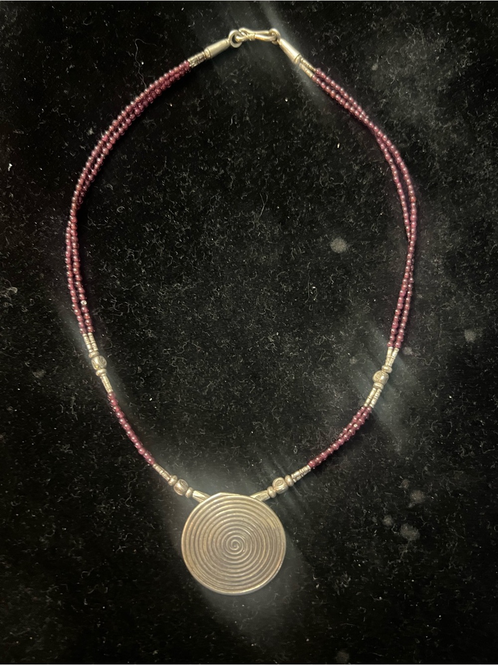 NOVICA 925 STERLING SILVER VINTAGE GARNET NECKLACE